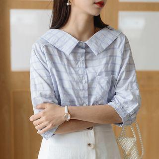Elbow-sleeve Checked Shirt