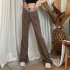 High-waist Paneled Striped Boot-cut Pants