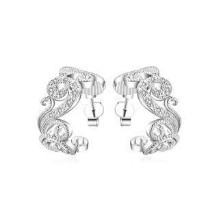 Fashion And Elegant Carved Cubic Zircon Stud Earrings Silver - One Size