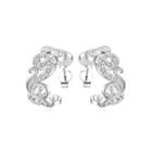 Fashion And Elegant Carved Cubic Zircon Stud Earrings Silver - One Size