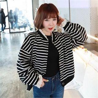 Lace-detail Stripe Cardigan