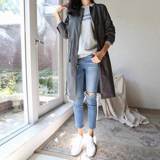 Round-neck Drawstring-waist Parka