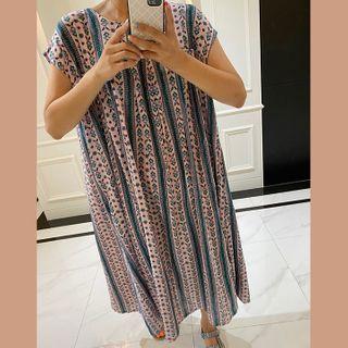 Boho Pattern Long Shift Dress