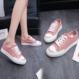 Lace Up Mesh Canvas Sneakers
