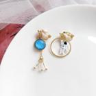Non-matching Alloy Astronaut Faux Crystal Dangle Earring