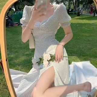 Short-sleeve Midi A-line Dress / Light Jacket
