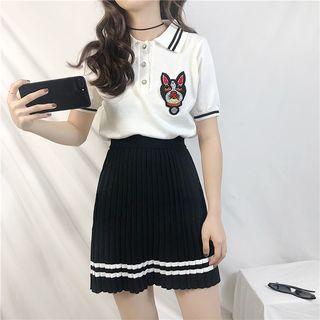 Short-sleeve Polo Shirt / Pleated Skirt