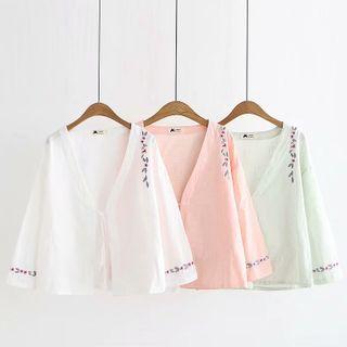 Flower Embroidered Flared-sleeve Blouse