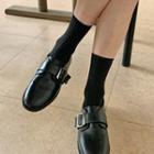 Oval-toe Belted Loafers