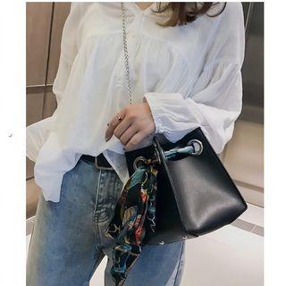 Chain Faux Leather Bucket Bag