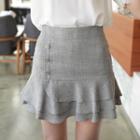 Frill-hem Button-detail Mini Skirt