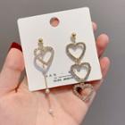 Rhinestone Heart Drop Earring E640 - 1 Pair - Gold - One Size