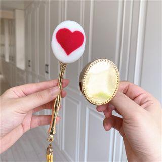 Heart Print Foundation Brush With Cover As Shown In Figure - One Size