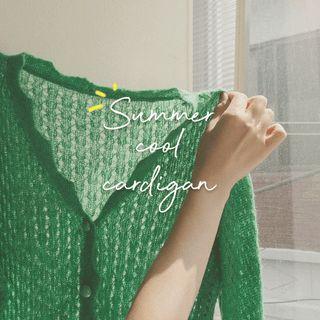 Scallop-trim Sheer Knit Cardigan