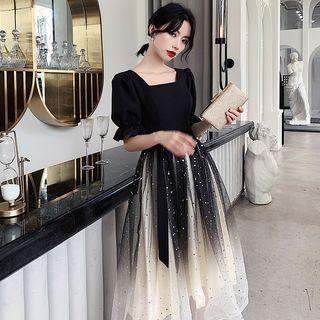 Short-sleeve Gradient A-line Cocktail Dress (various Designs)