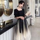 Short-sleeve Gradient A-line Cocktail Dress (various Designs)