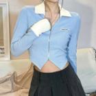 Applique Zipped Cropped Blouse