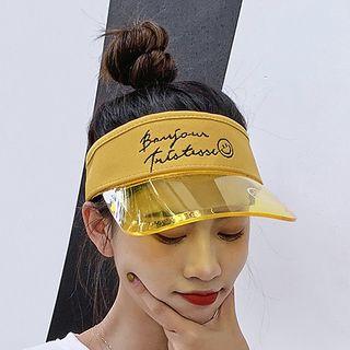 Embroidered Lettering Smiley Transparent Visor Hat