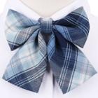 Plaid Ribbon Bow Tie Grayish Blue - One Size