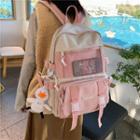 Mesh Pocket Two-tone Backpack / Bag Charm
