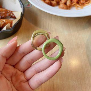 Resin Ring Set 2 Pcs - Green - One Size