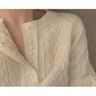 [dearest] Raglan-sleeve Cable-knit Henley (ivory) One Size