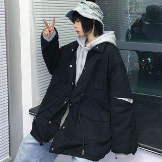 Mock Two Piece Zip Jacket Black - One Size
