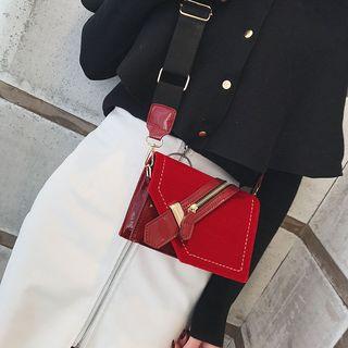 Color Panel Zip Detail Crossbody Bag