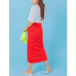Plus Size Knot-front Maxi H-line Skirt