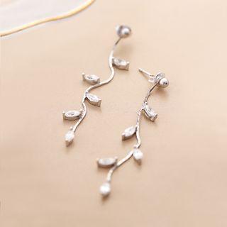 925 Sterling Silver Rhinestone Branches Dangle Earring 1 Pair - Earrings - One Size