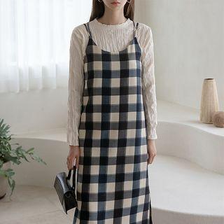 Double-strap Long Gingham Dress