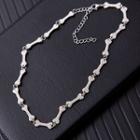 Bone Rhinestone Stainless Steel Necklace Silver - One Size