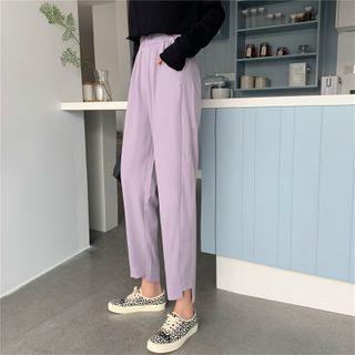 Asymmetric Hem Plain Tapered Pants