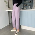 Asymmetric Hem Plain Tapered Pants