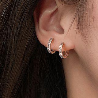 925 Sterling Silver Roman Numeral Hoop Earring