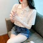 Short-sleeve Polo Lace Top