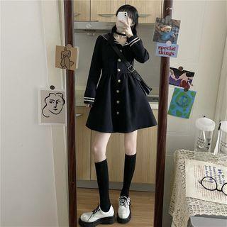 Long-sleeve Sailor-collar A-line Mini Dress