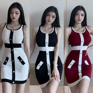Short-sleeve Print Knit Midi Dress