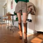 Napped Zip-back Herringbone Shorts
