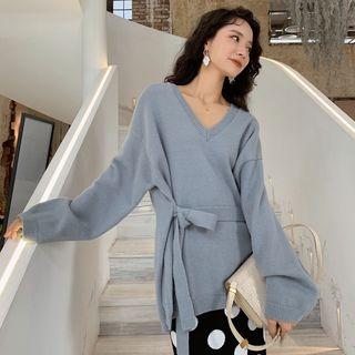 Knit V-neck Strap Sweater