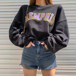 Letter-printed Cropped Boxy Sweatshirt