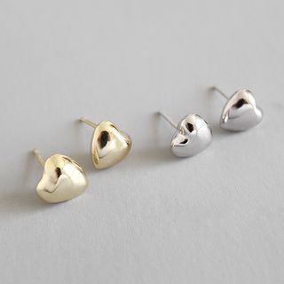 925 Sterling Silver Gloss Heart Earring Silver - One Size