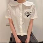 Short-sleeve Chinese Character Shirt White - One Size