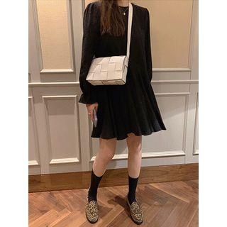 Bell-sleeve Ruffle-hem A-line Dress