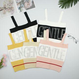 Sleeveless Letter Cropped Knit Top