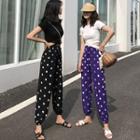 Short-sleeve Crop Top / Dotted Harem Pants