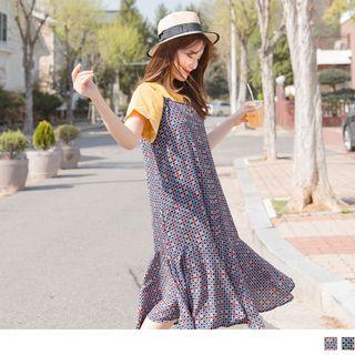 Spaghetti-strap Pattern Mermaid Dress