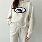Hooded Letter Patch Napped Sweatshirt