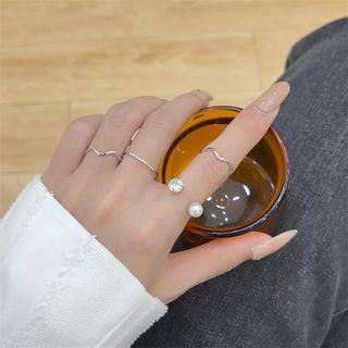 Set Of 4: Alloy Ring Set Of 4 Pcs - Silver - One Size