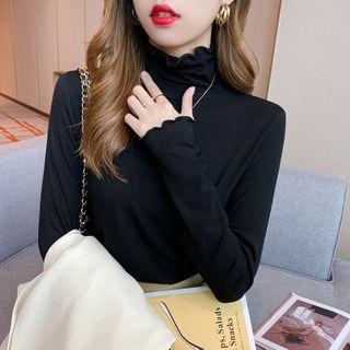 Cowl-neck Plain T-shirt In 8 Colors